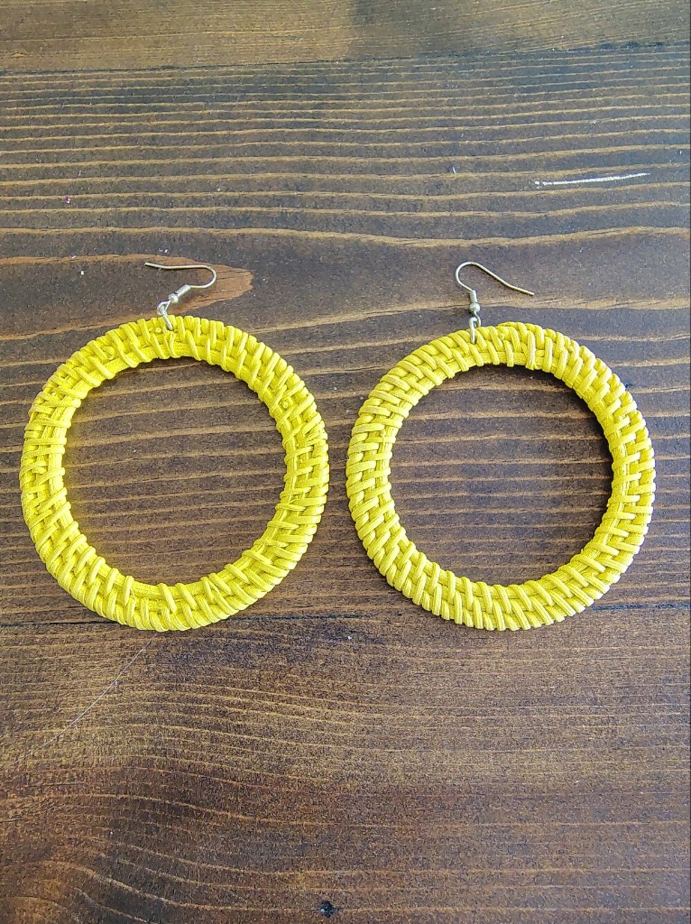 XL Yellow Woven Hoop Earrings